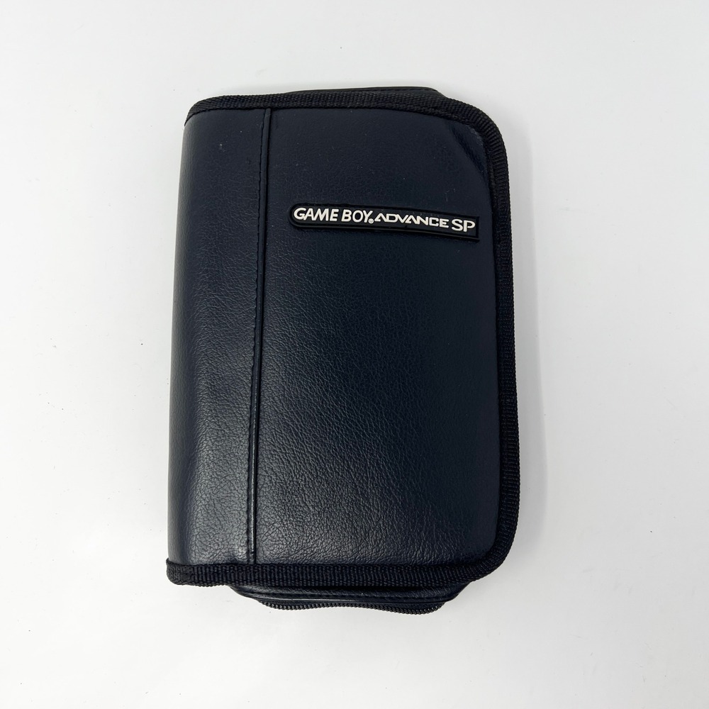 Nintendo Game Boy Advance SP Carrying Case Black Faux Leather Zipper Travel Bag